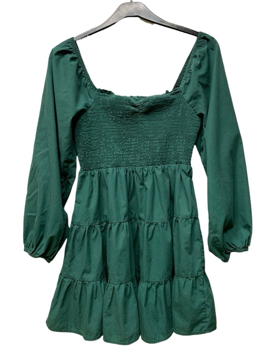 Altar'd State Sienna Smocked Mini Dress Ruffled Tiered Dark Green Size Large